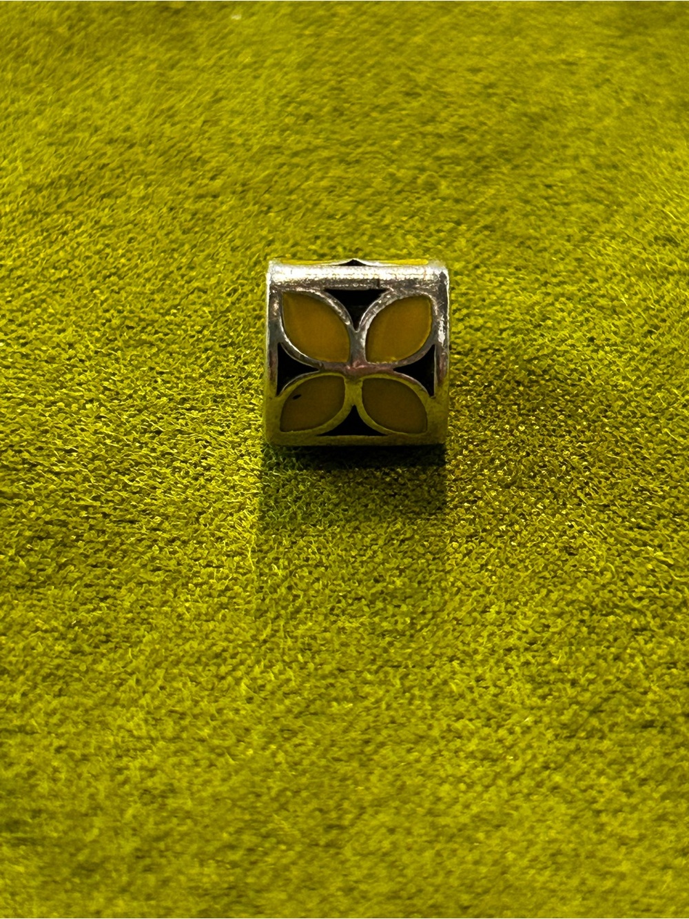Pandora Sterling Silver Charm with Yellow Enamel Flower